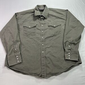 VINTAGE Drysdales Shirt Mens 3XL XXXL Green Pearl Snap Brushpopper Western 90s